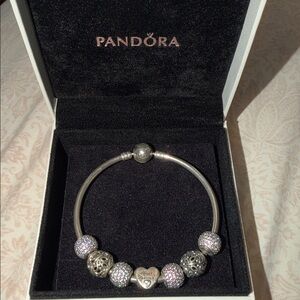 Pandora Silver and Pink Charm Bracelet